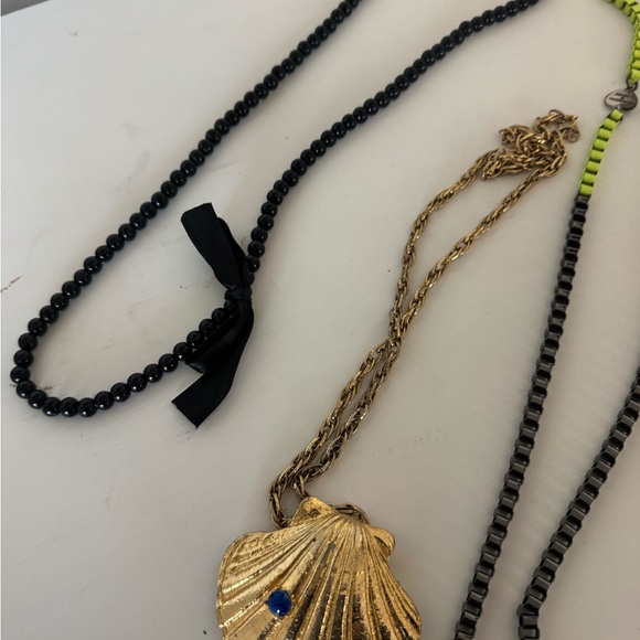 Mixed Beaded Necklace Collection with Gold Shell Pendant - Picture 5 of 5